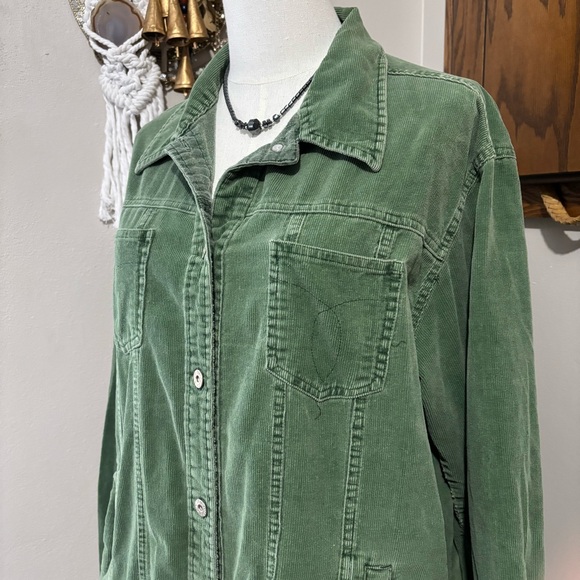 Vintage Military Green Long Sleeve Button Corduroy Jacket Shacket Size XL - Picture 2 of 8